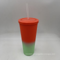 Venda quente 22oz/650ml/24 oz de plástico copo de parede dupla com copo de mudança de cor com palha